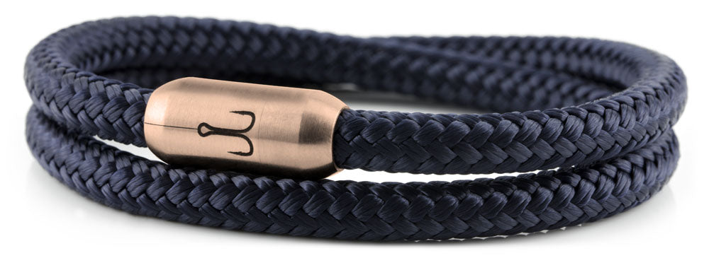Geschlossenes Armband, Garnele marineblau, Magnetverschluss rosegold von Fischers Fritze