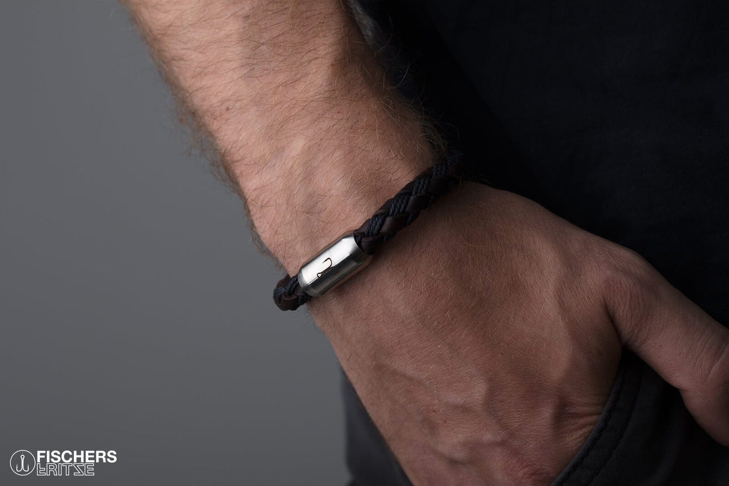 fischers fritze armband makrele leder baumwolle marineblau braun franz josef