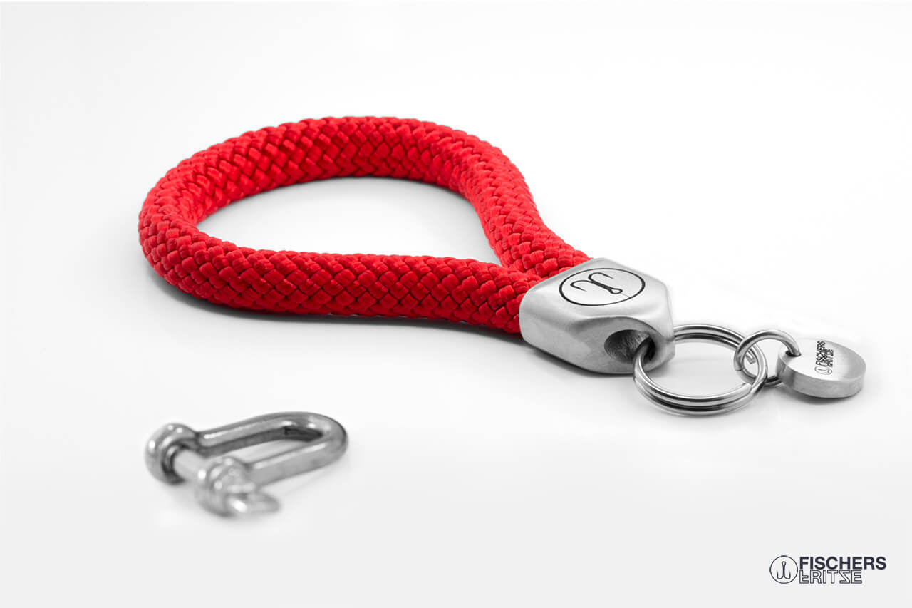fischers fritze segeltau keychain schluesselanhaenger anker rot nah