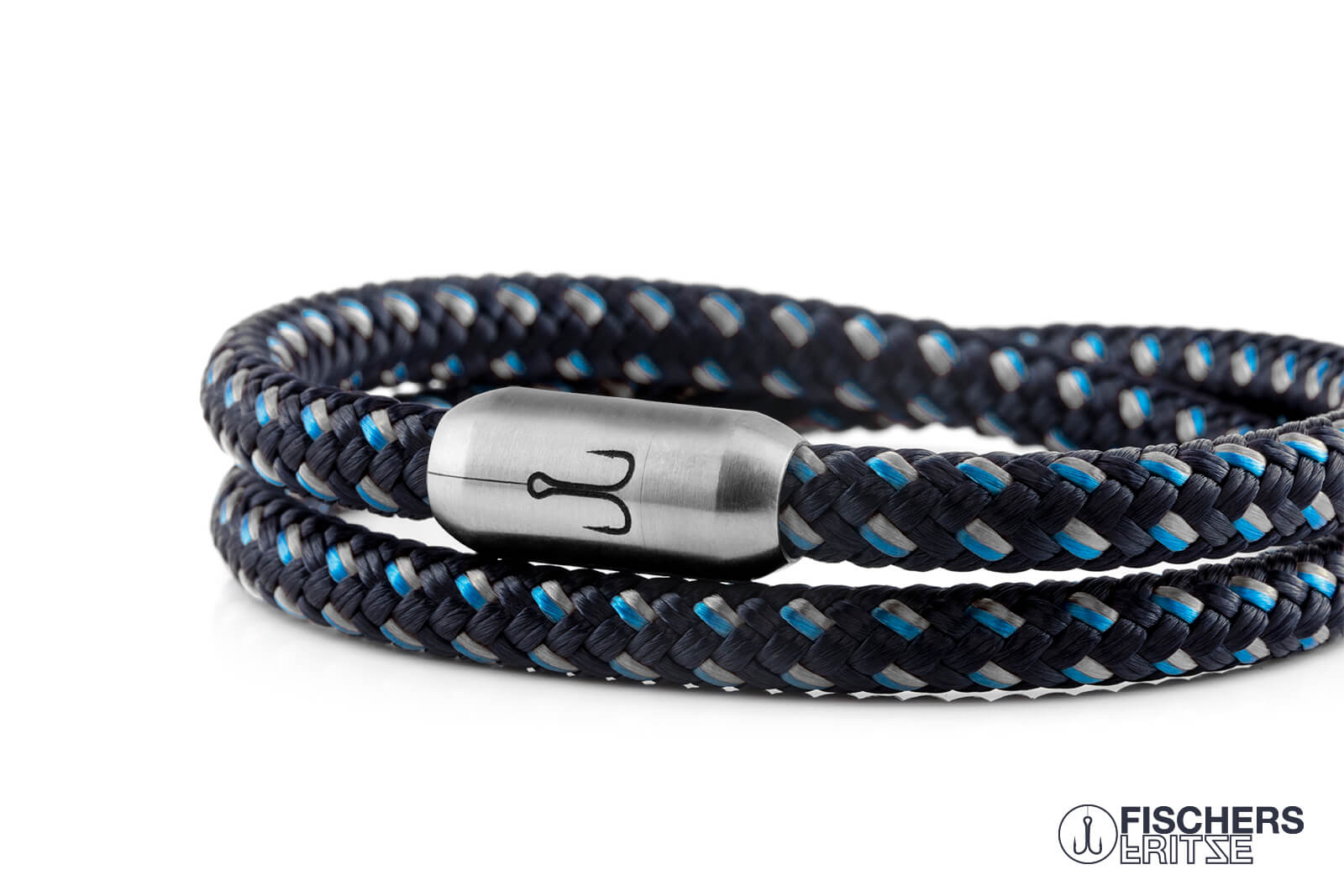 armband fischers fritze garnele ferdinand marineblau stahlblau grau segeltau magnetverschluss edelstahl