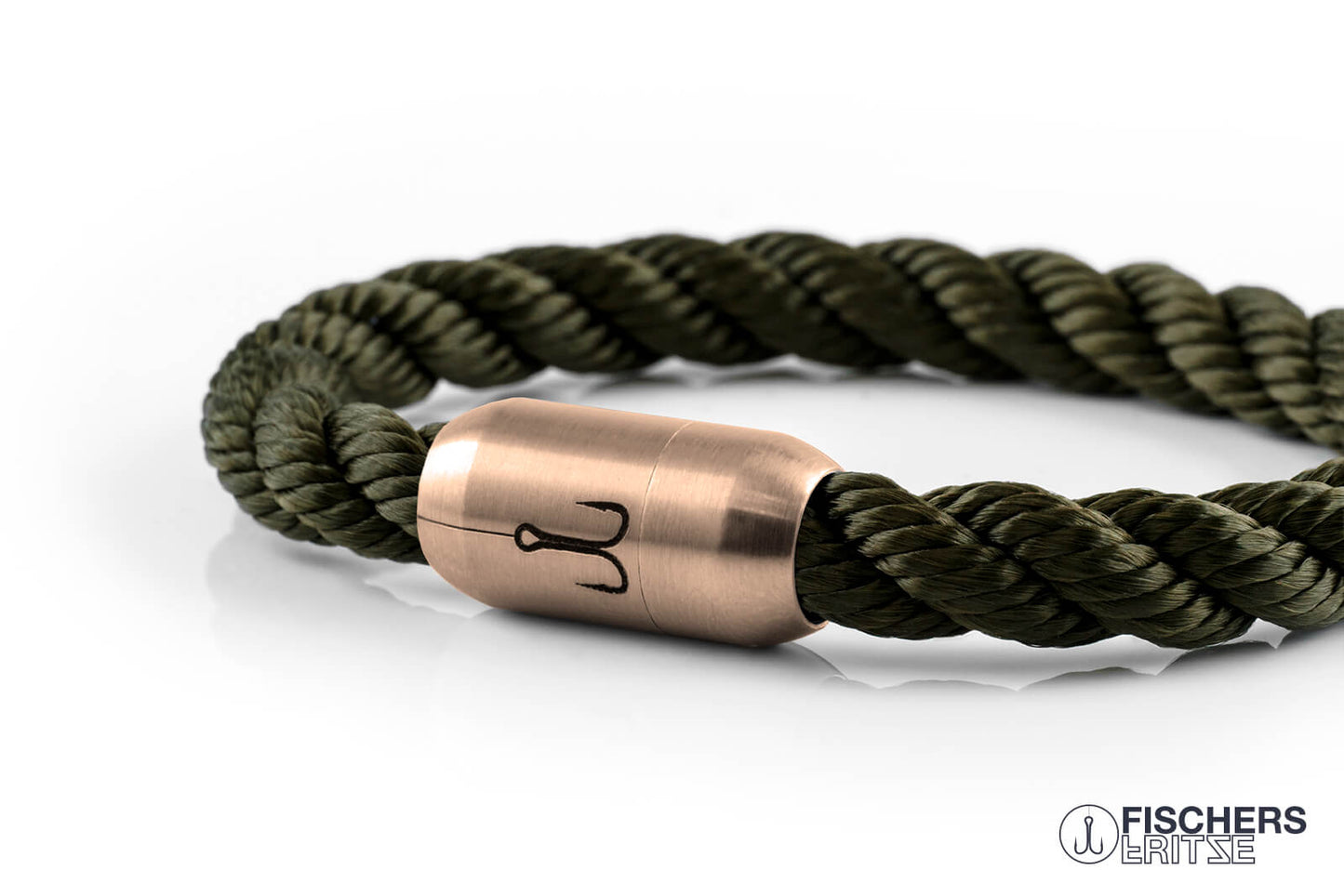 armband fischers fritze koenigsmakrele oliv gruen gedreht segeltau detail
