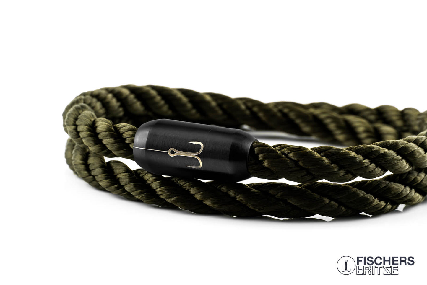 armband fischers fritze torpedogarnele gedreht olivgrün segeltau edelstahl