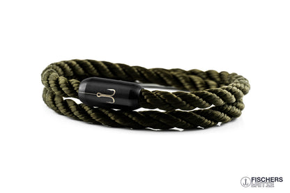 armband fischers fritze torpedogarnele olivgrün gedreht segeltau edelstahl magnetverschluss