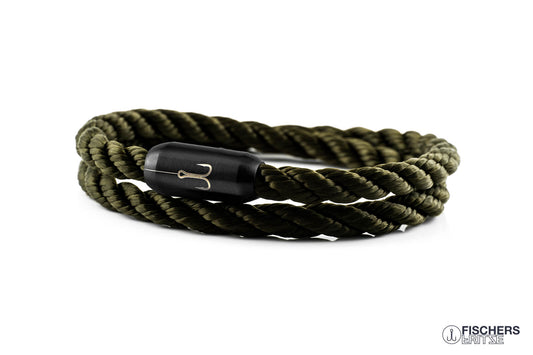 armband fischers fritze torpedogarnele olivgrün gedreht segeltau edelstahl magnetverschluss
