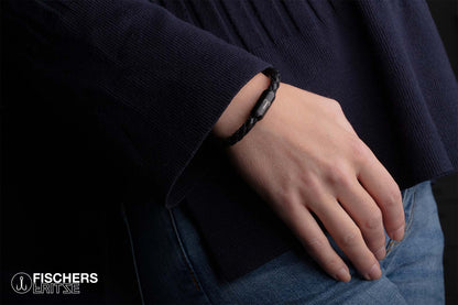 Leather Torpedo Crab Francisca - Black Braided