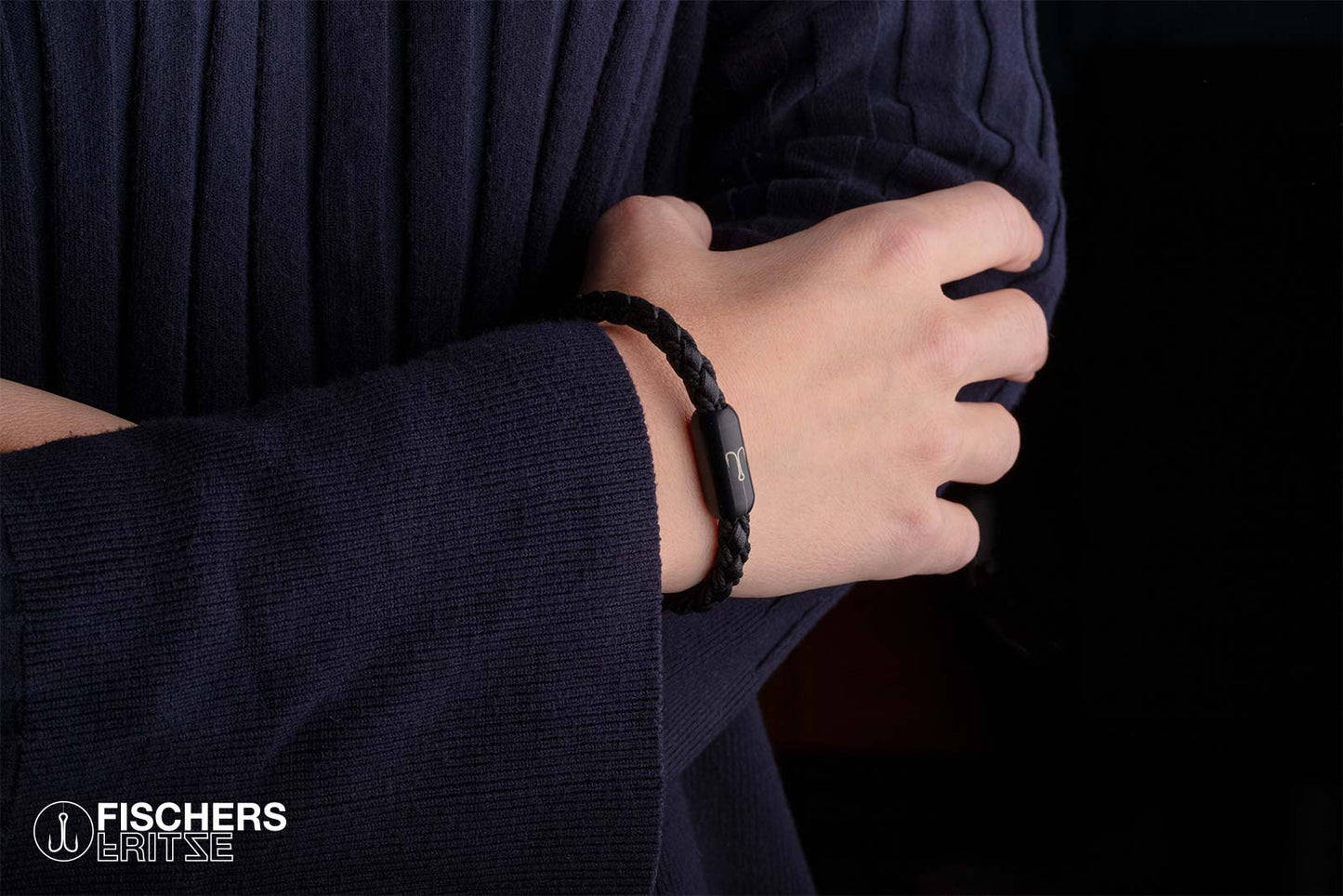 Leather Torpedo Crab Fiene - Black Braided