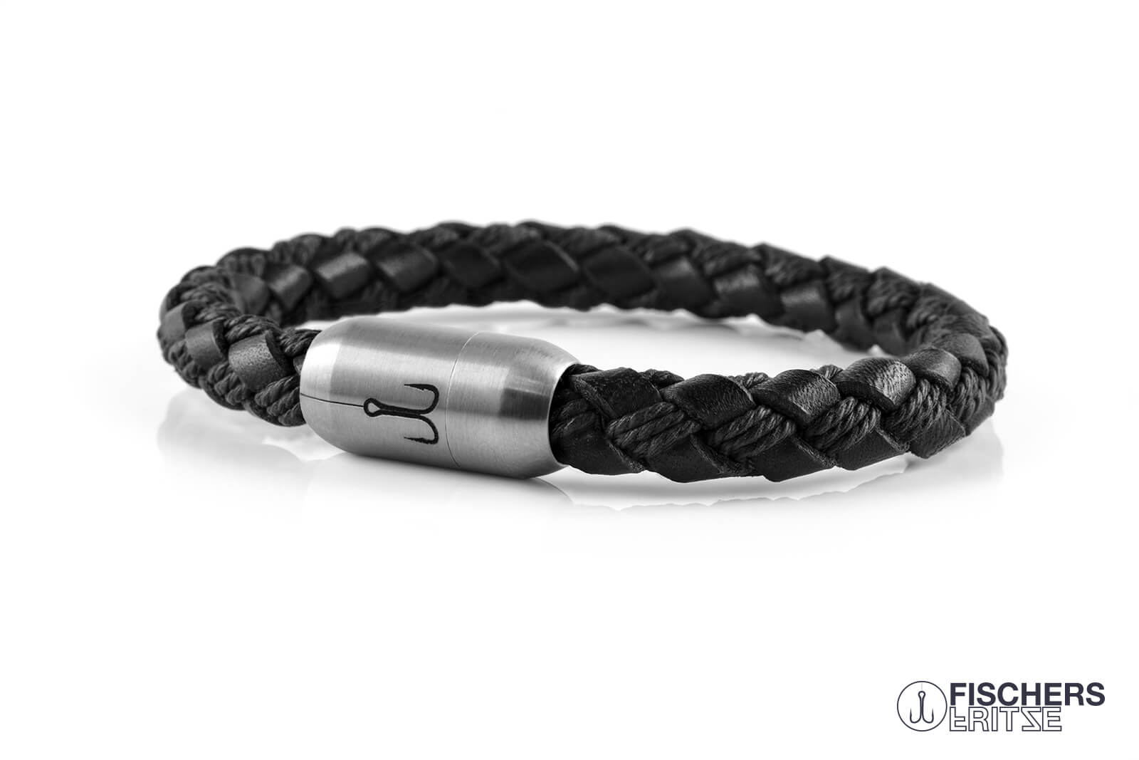 armband fischers fritze makrele schwarz bauwolle leder geflochten