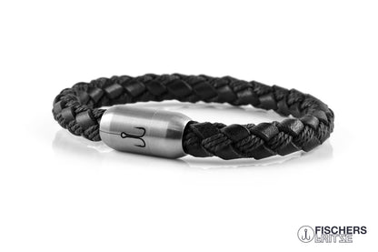 armband fischers fritze makrele schwarz bauwolle leder geflochten