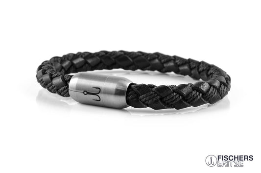 armband fischers fritze makrele schwarz bauwolle leder geflochten