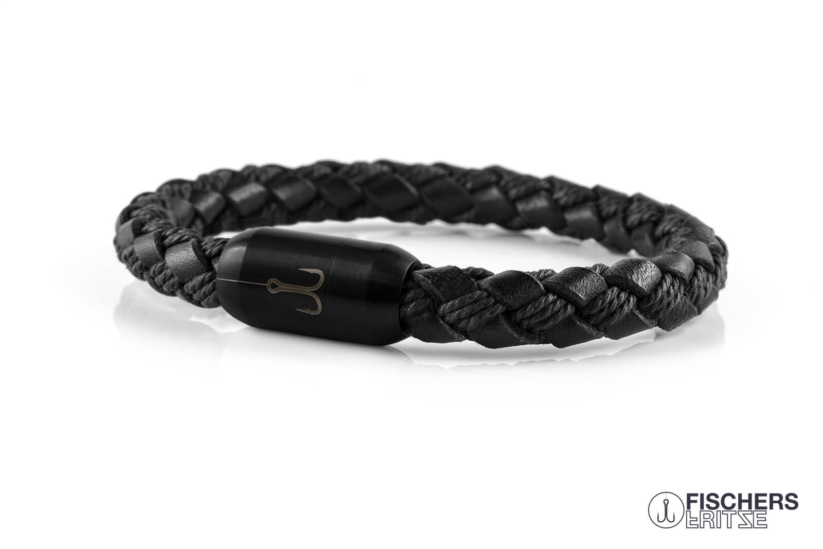armband fischers fritze torpedomakrele schwarz bauwolle leder geflochten