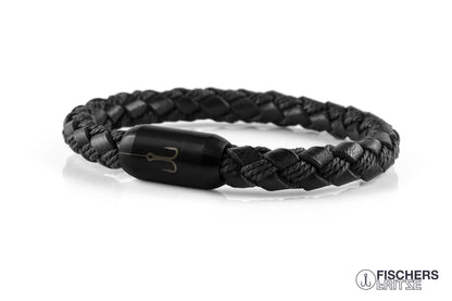 armband fischers fritze torpedomakrele schwarz bauwolle leder geflochten