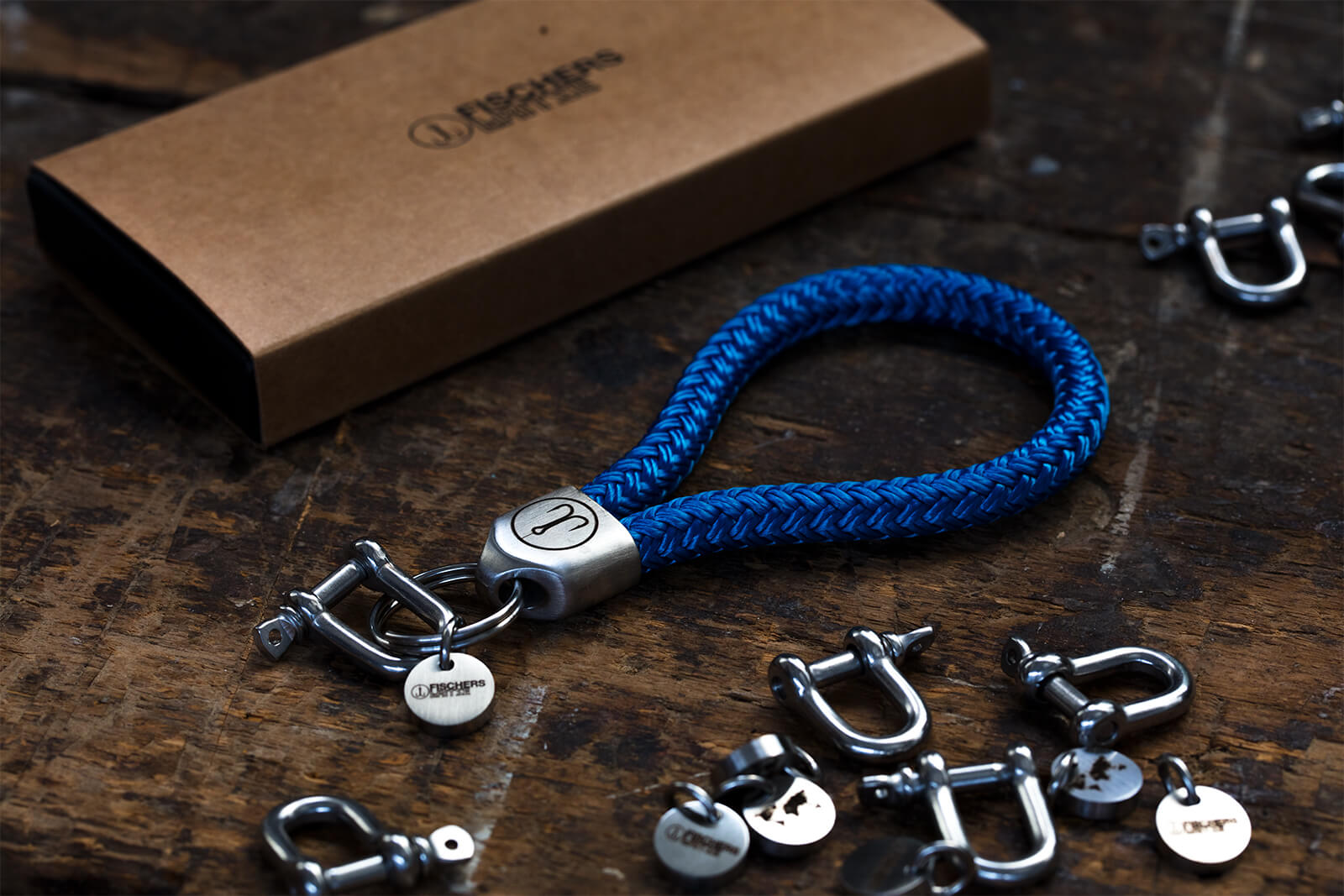 fischers fritze schluesselanhaenger keychain segeltau stahlblau