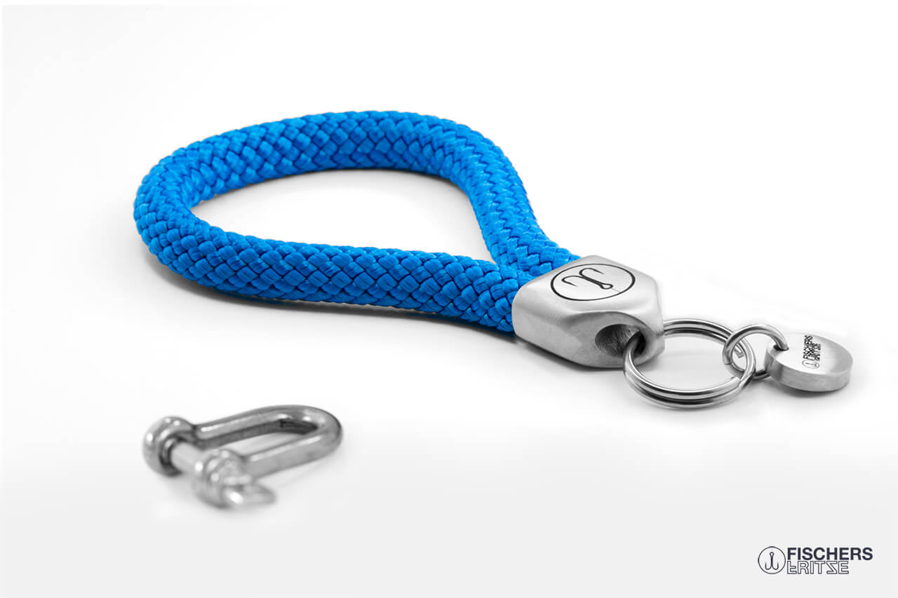 fischers fritze segeltau keychain schluesselanhaenger anker schwarz stahlblau nah